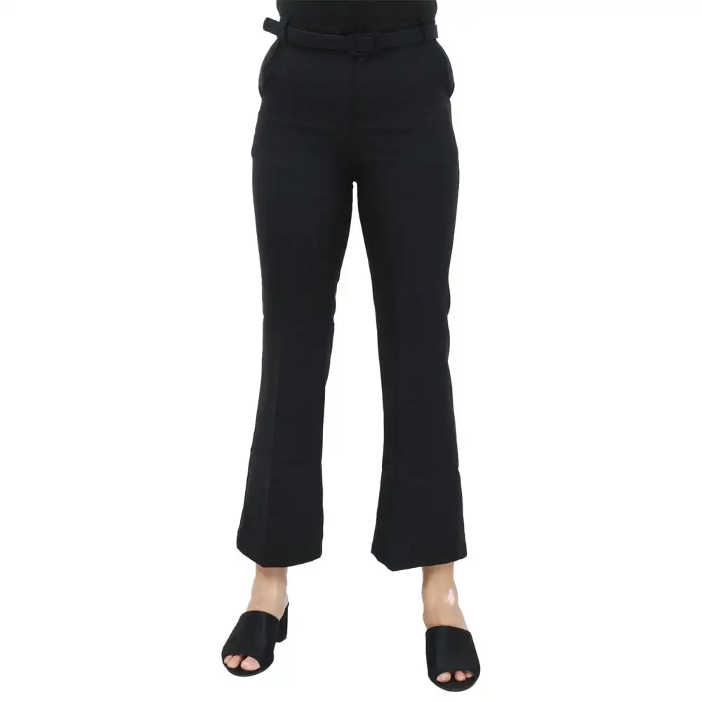 Black Cotton Plain Formal Belly Pant With Belt For Women in Nepal