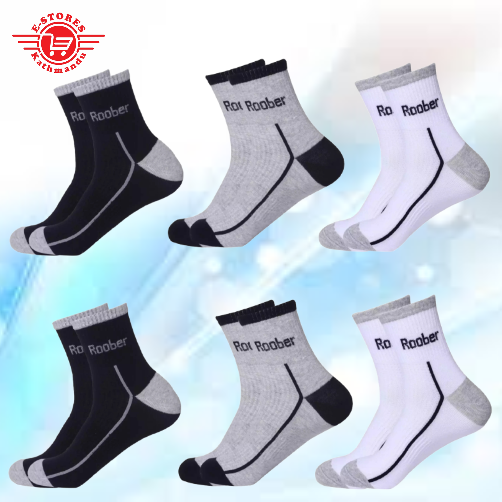Pack Of 6 Pairs Roober Cotton Quater Socks For Men in Nepal - Buy