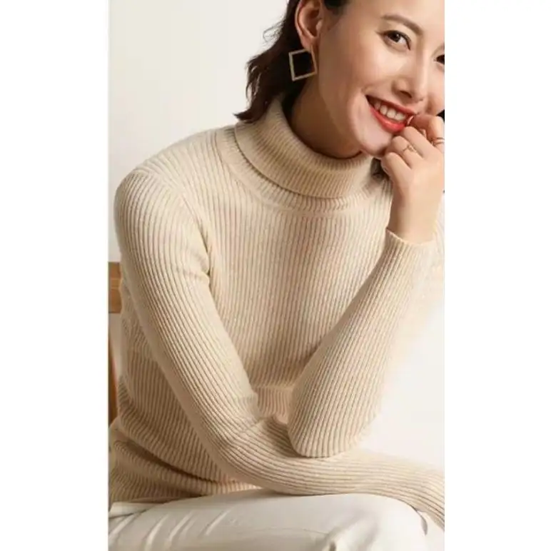 Woolen High Neck Sweater For Women in Off White in Nepal - Buy
